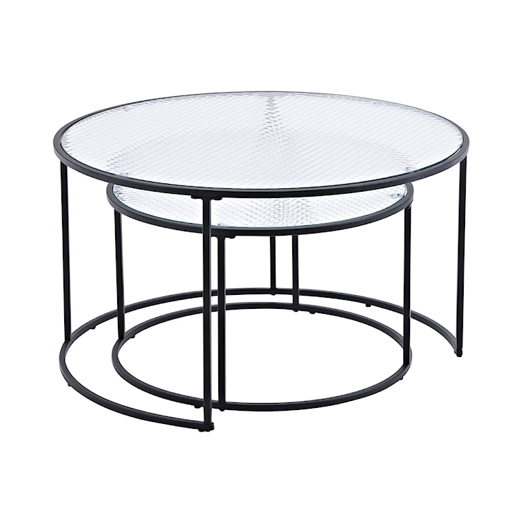 Zestaw dwóch stolików kawowych okrągłych Nostinel średnica 80 i 60 cm szkło/czarne  - zdjęcie 6