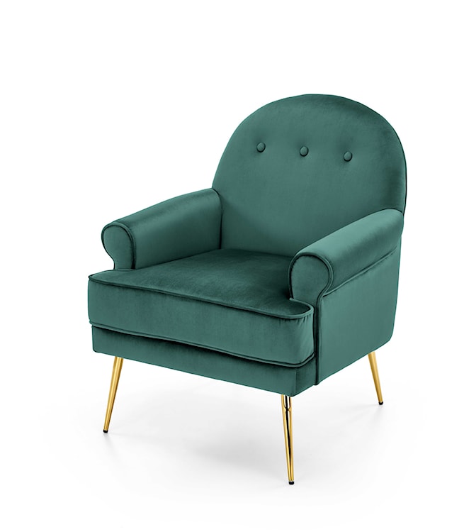 Fotel wypoczynkowy Nostame velvet zielony - złote nóżki