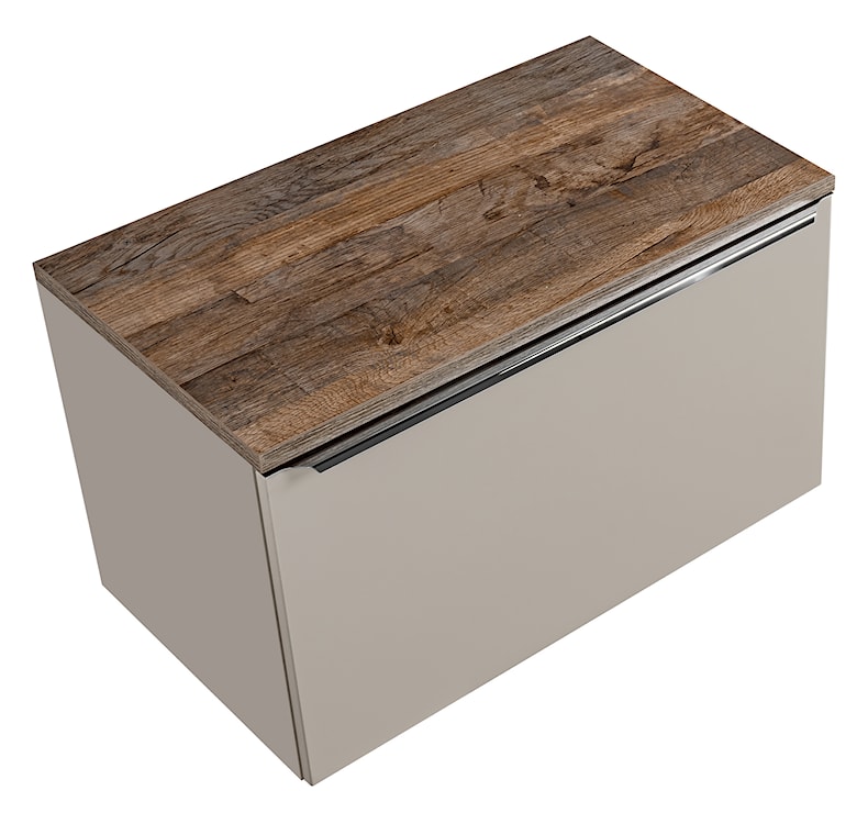 Szafka pod umywalkę Olimmi 80 cm szara/dąb santa z blatem  - zdjęcie 4
