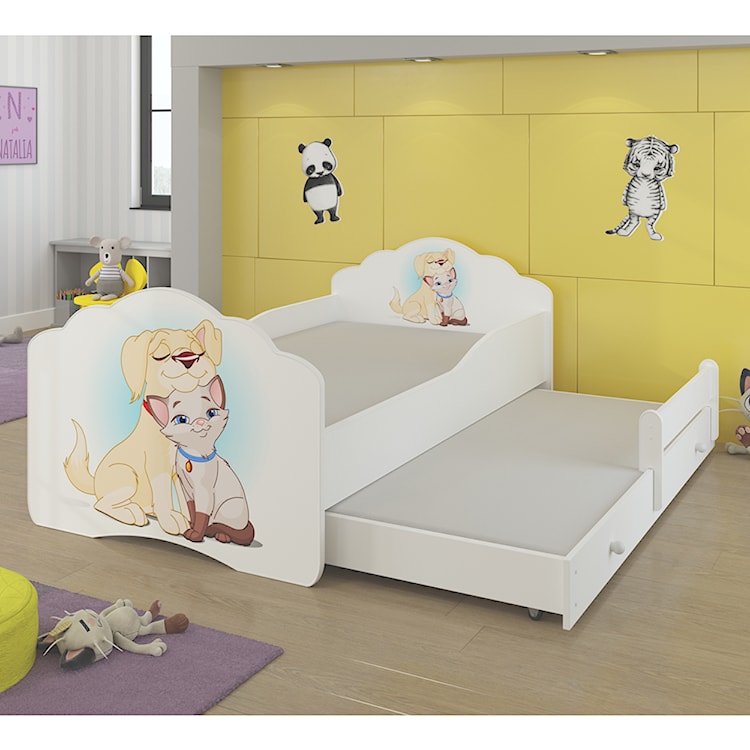 Łóżko dziecięce podwójne Ruhsen 160x80 cm Pies i kot  - zdjęcie 2