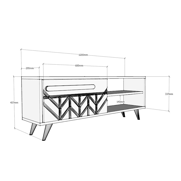 Szafka RTV Veneida ze zdobieniem 120 cm biała  - zdjęcie 4