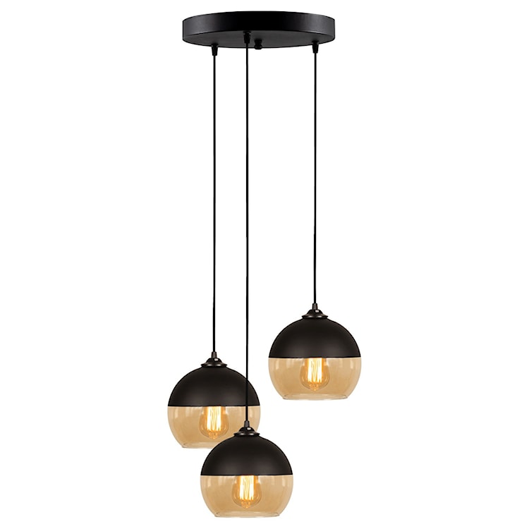 Lampa wisząca Menkent x3 na okrągłej podsufitce średnica 45 cm czarna  - zdjęcie 5