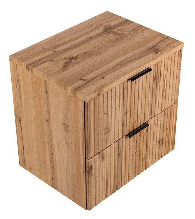 Szafka pod umywalkę Temirni 60 cm dąb wotan lamele z blatem  - zdjęcie 6
