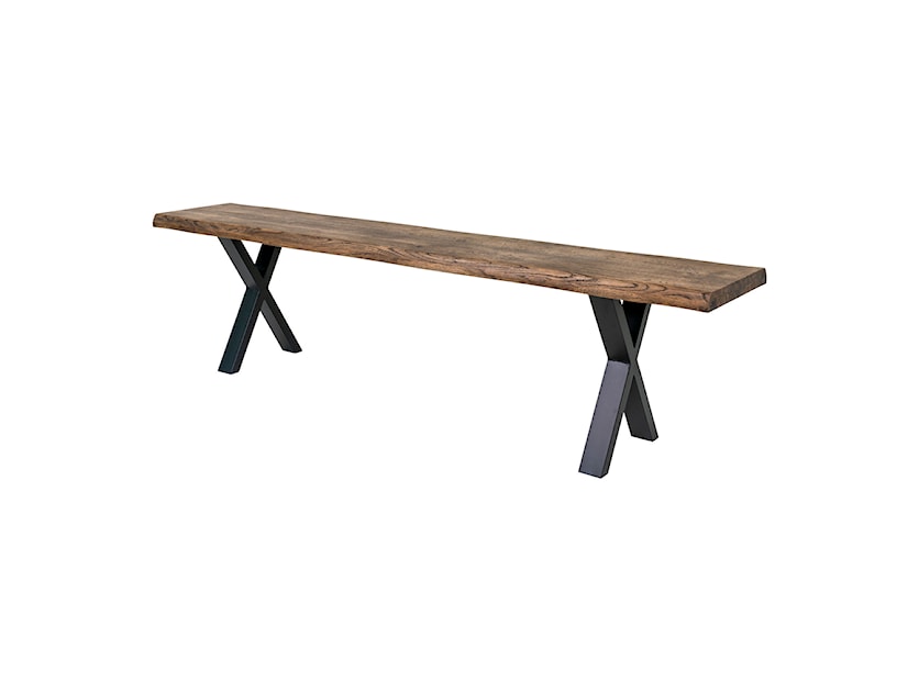 Ławka drewniana Lemucto 180x32 cm dąb palony na metalowych nogach 