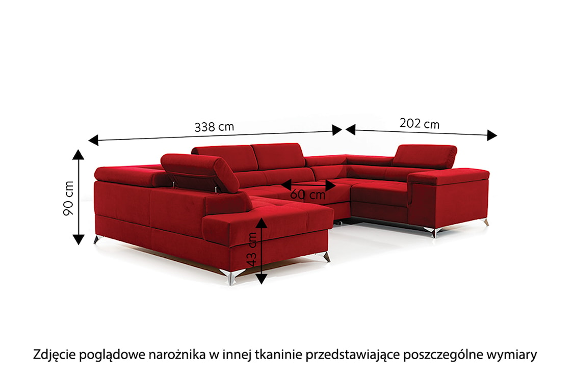 Narożnik z funkcją spania Depressa U-kształtny z pojemnikiem brązowy welwet hydrofobowy lewostronny  - zdjęcie 6