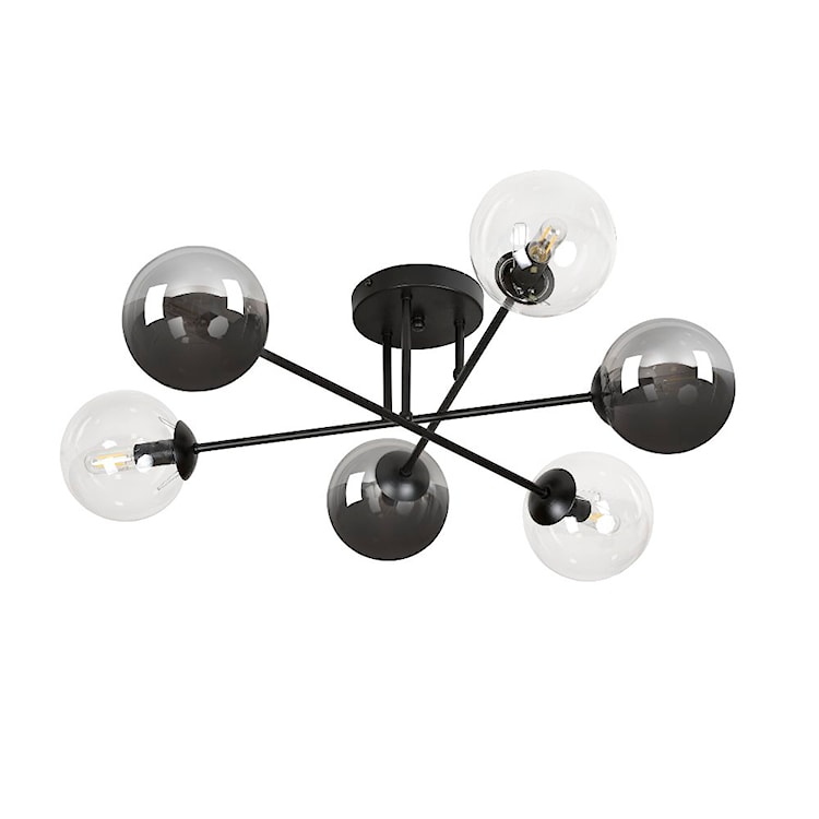 Lampa sufitowa Minturno czarno-transparentna x6 