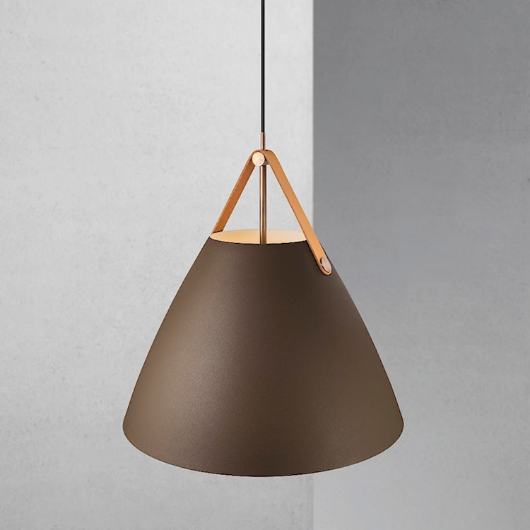 Lampa wisząca Strap średnica 48 cm brązowy metalowy klosz  - zdjęcie 4
