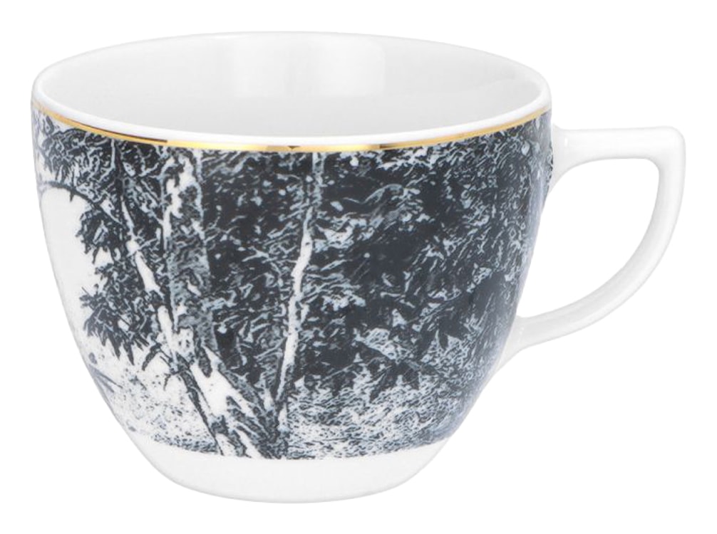 Filiżanka porcelanowa ze spodkiem City 250 ml biało-czarna  - zdjęcie 5
