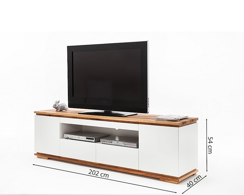 Szafka RTV Bridder 202 cm biały mat/dąb  - zdjęcie 7