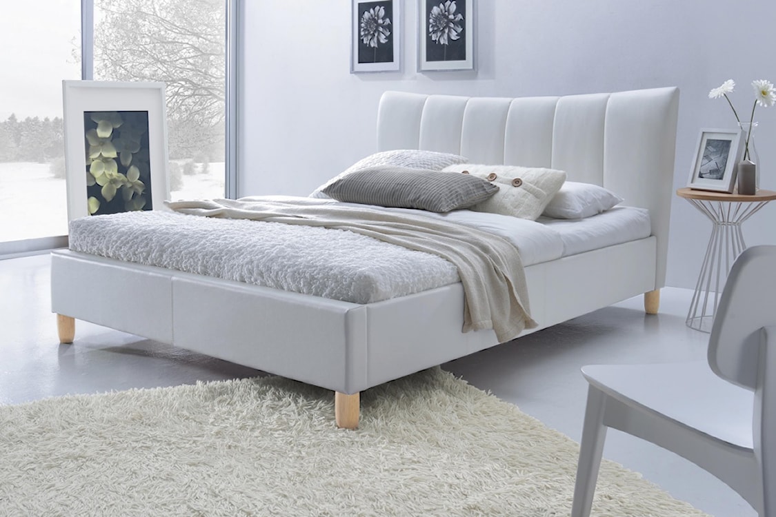 Łóżko tapicerowane Pinho białe  - zdjęcie 2