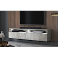 Szafka RTV z dwiema szufladami Rednaw 140 cm Beton z oświetleniem