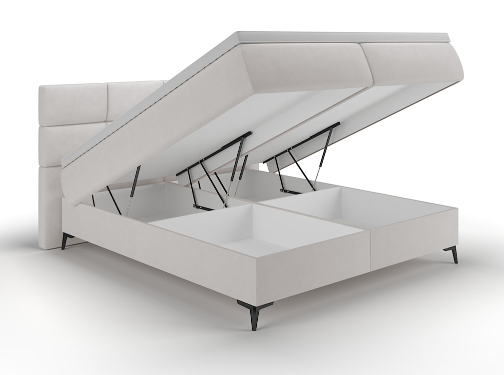 Łóżko kontynentalne 180x200 cm Rektango z pojemnikiem i topperem szary welur  - zdjęcie 7