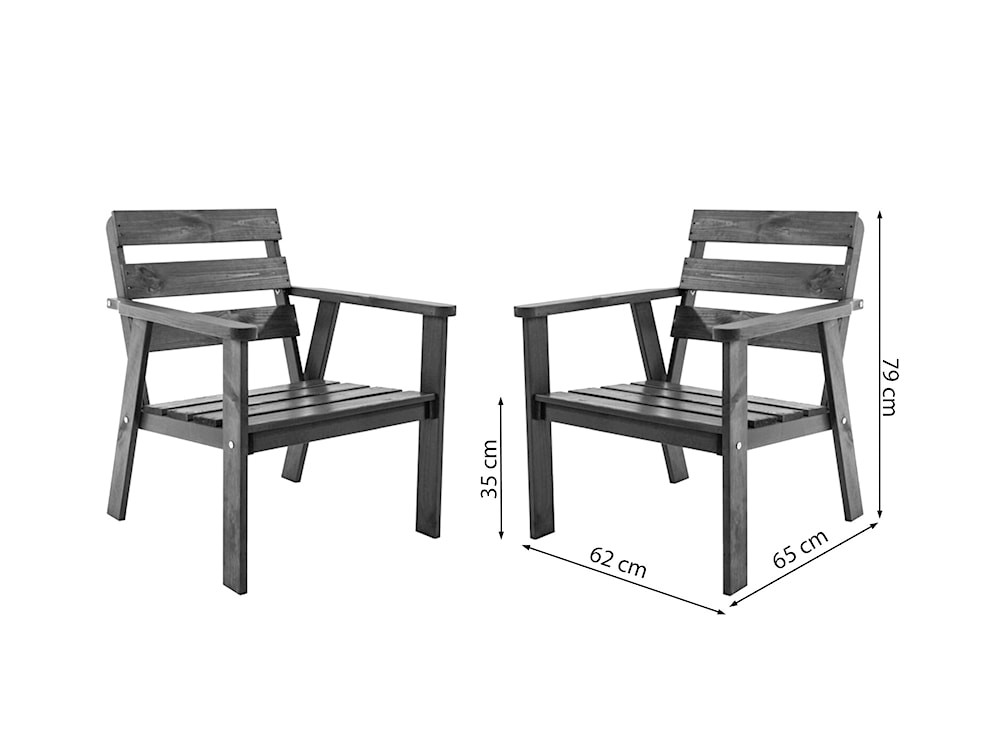 Zestaw dwóch krzeseł ogrodowych Parrines z drewna sosnowego białe  - zdjęcie 5