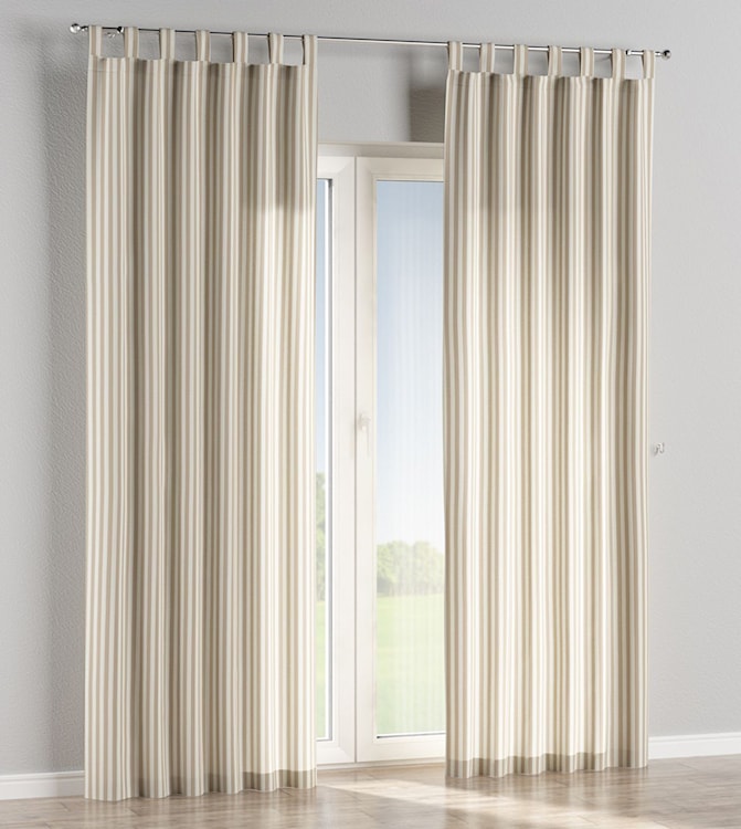 Zasłona na szelkach Quadro 240x130 cm beżowo-biała  - zdjęcie 2