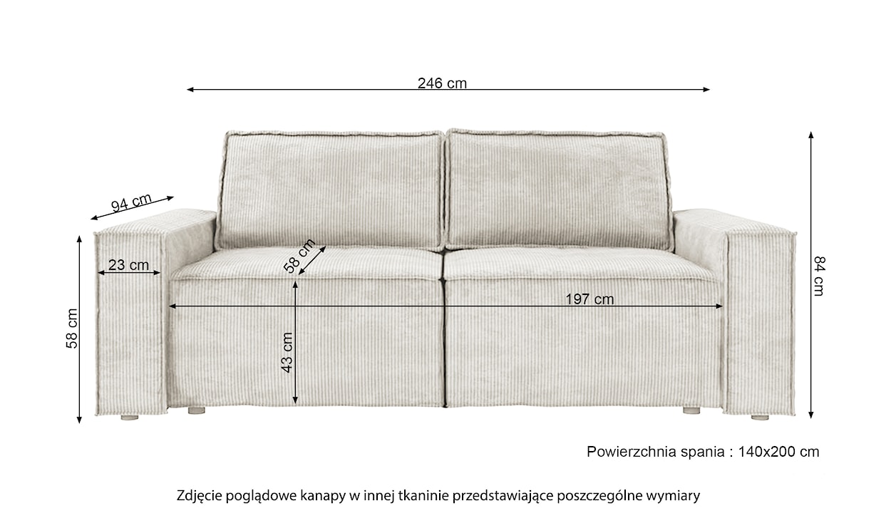 Kanapa rozkładana trzyosobowa Copertino granatowa welur hydrofobowy  - zdjęcie 4