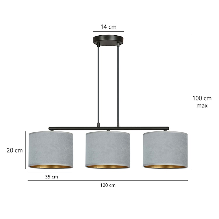 Lampa wisząca Hellid x3 72 cm szara  - zdjęcie 7