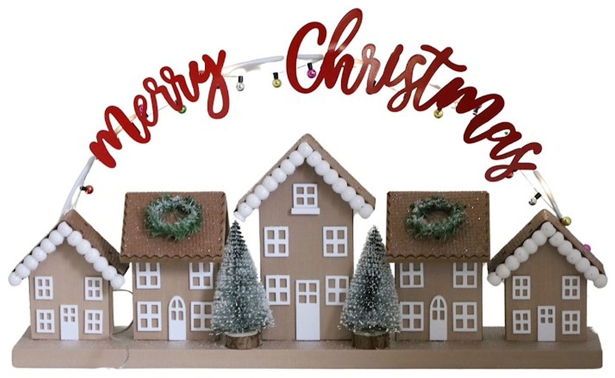 Dekoracja świąteczna Merry Christmas drewniane domki 