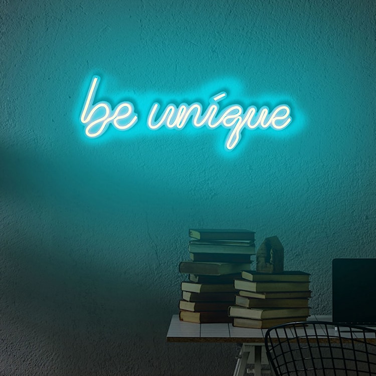 Neon na ścianę Letely z napisem Be Unique niebieski  - zdjęcie 3