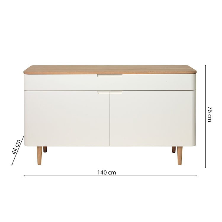 Komoda Borisee 140 cm dąb/biały  - zdjęcie 3