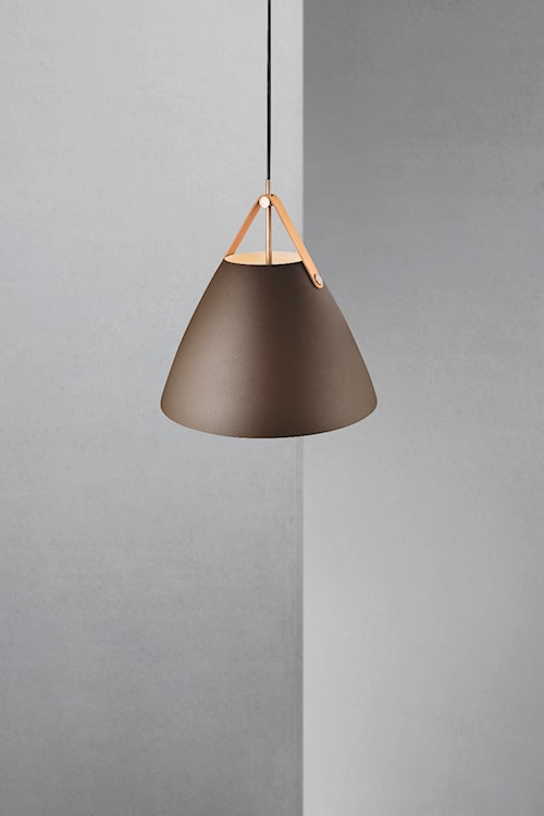 Lampa wisząca Strap średnica 36 cm brązowy metalowy klosz  - zdjęcie 4