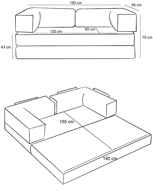 Kanapa rozkładana trzyosobowa Amazzy kremowa szenil  - zdjęcie 7