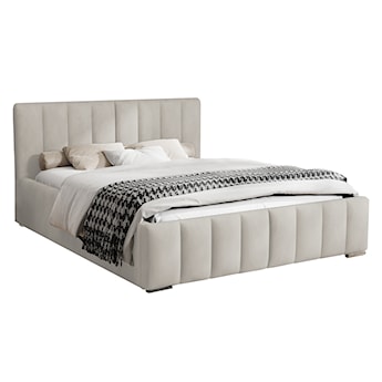 Łóżko tapicerowane 180x200 cm Wolte z pojemnikiem kremowe w tkaninie hydrofobowej