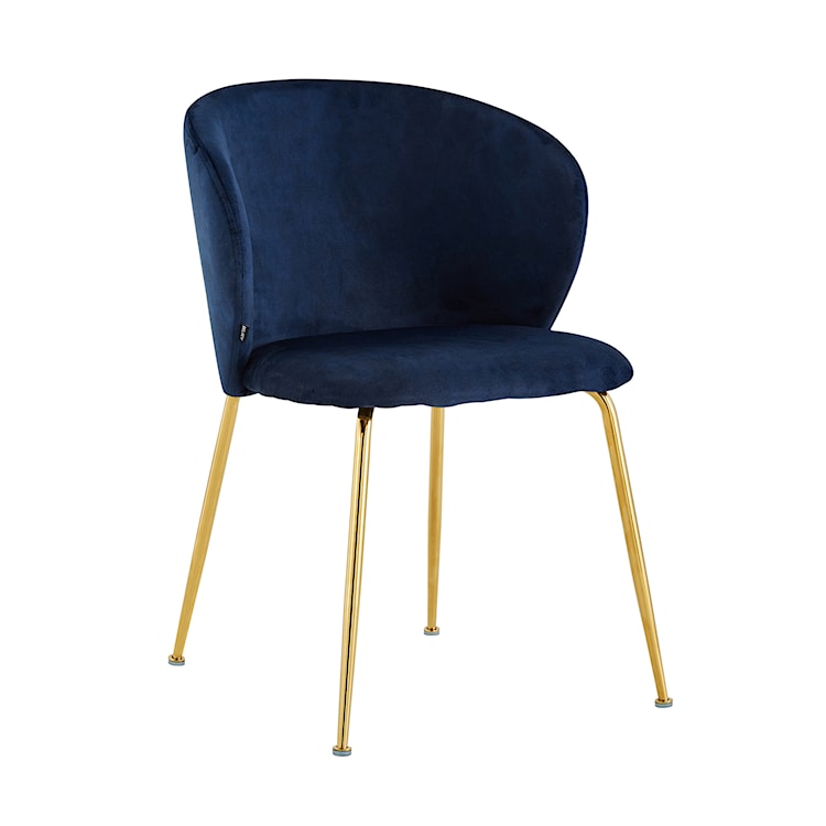 Krzesło tapicerowane Mealize w tkaninie hydrofobowej granatowy velvet na złotych nogach  - zdjęcie 4