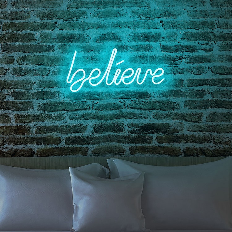 Neon na ścianę Letely z napisem Believe niebieski  - zdjęcie 5