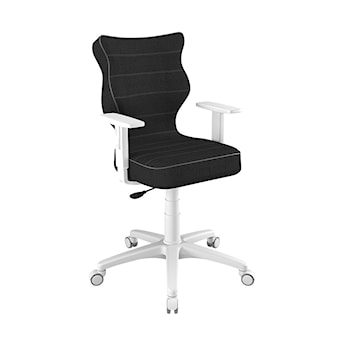 Krzesło biurowe Duo antracytowe w tkaninine odpornej na światło na białej podstawie