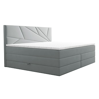 Łóżko kontynentalne 140x200 cm Vendes z pojemnikami materacami bonnellowymi i kieszeniowym jasnoszare welur hydrofobowy