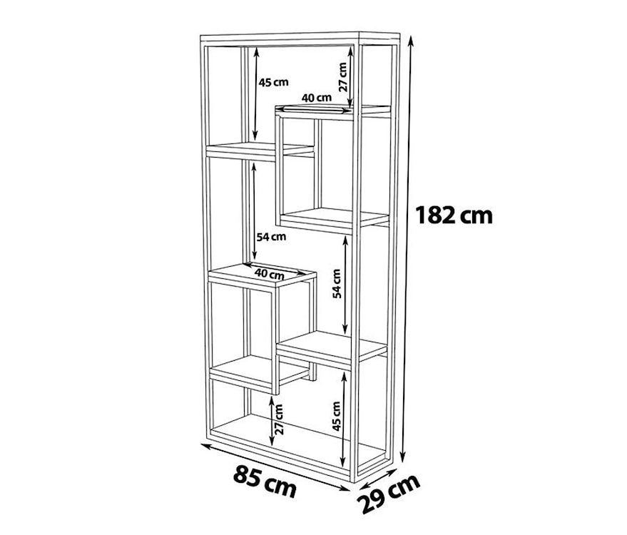 Regał otwarty wysoki Droversels 182 cm orzech/czarny  - zdjęcie 4