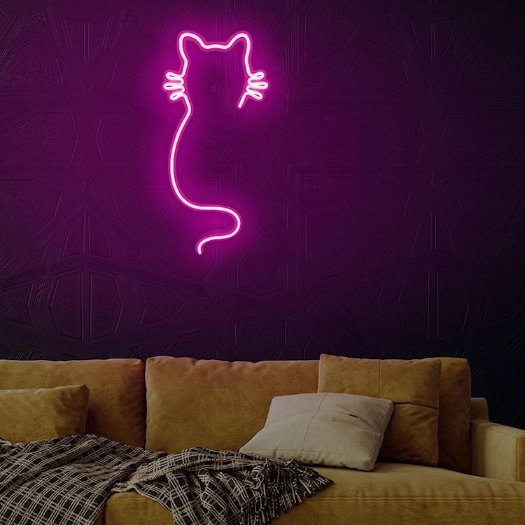 Neon na ścianę Letely w kształcie kota różowy  - zdjęcie 3