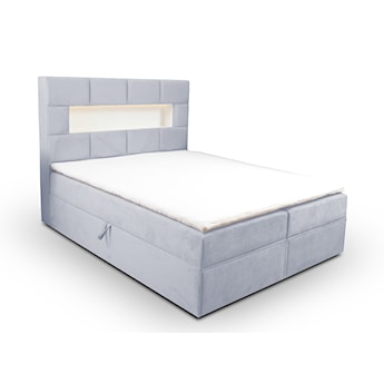 Łóżko kontynentalne 140x200 cm Celaeno z pojemnikami, tapperem i materacem kieszeniowym jasnoszare