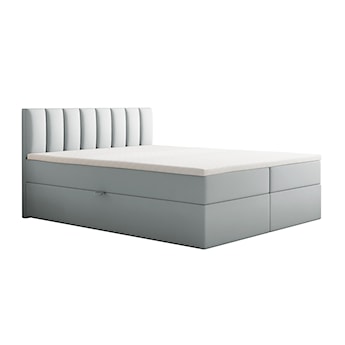 Łóżko kontynentalne 180x200 cm Carbini z pojemnikami  i materacem kieszeniowym jasnoszare welur hydrofobowy