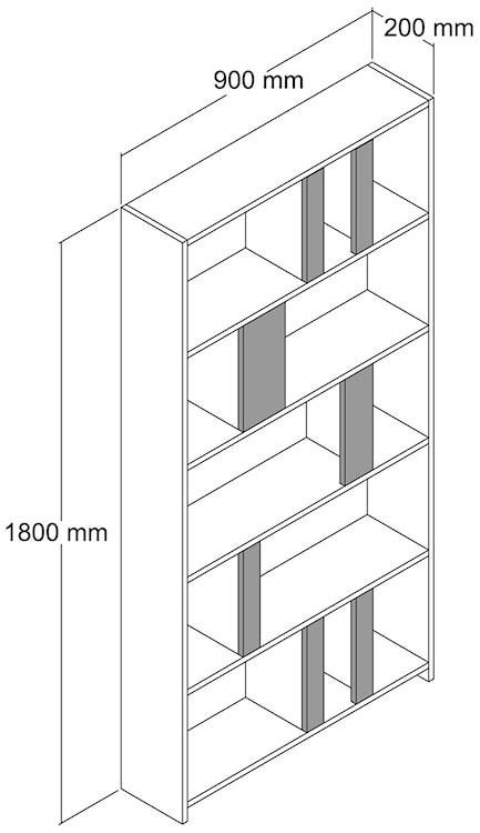 Regał Clidess z pięcioma półkami 180 cm orzech  - zdjęcie 5