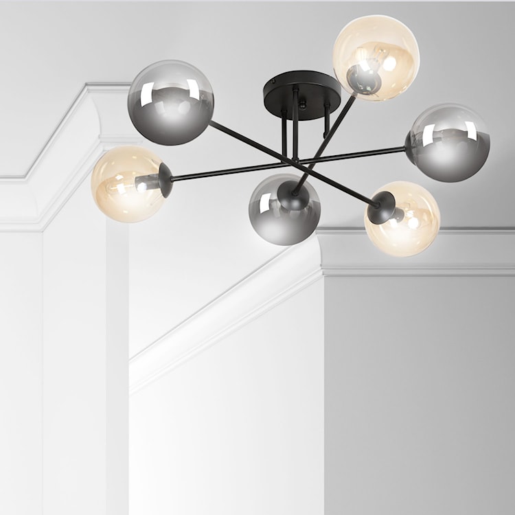 Lampa sufitowa Minturno czarno-miodowa x6  - zdjęcie 7