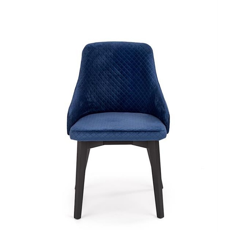 Krzesło tapicerowane Berlas granatowy velvet pikowany  - zdjęcie 2