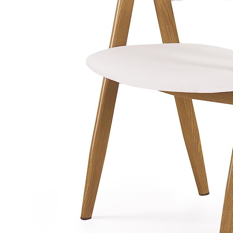 Krzesło tapicerowane Sherris białe - dąb miodowy  - zdjęcie 3