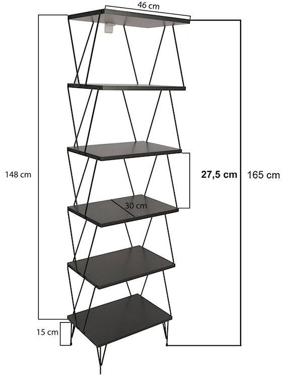 Regał otwarty Balaban 165 cm antracyt  - zdjęcie 6