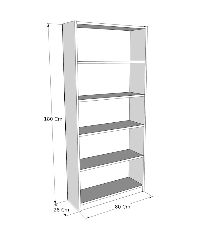 Regał na książki Ocallar 80 cm z pięcioma półkami dąb  - zdjęcie 5