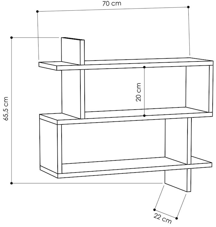 Półka wisząca Paralel 70 cm dąb naturalny  - zdjęcie 3