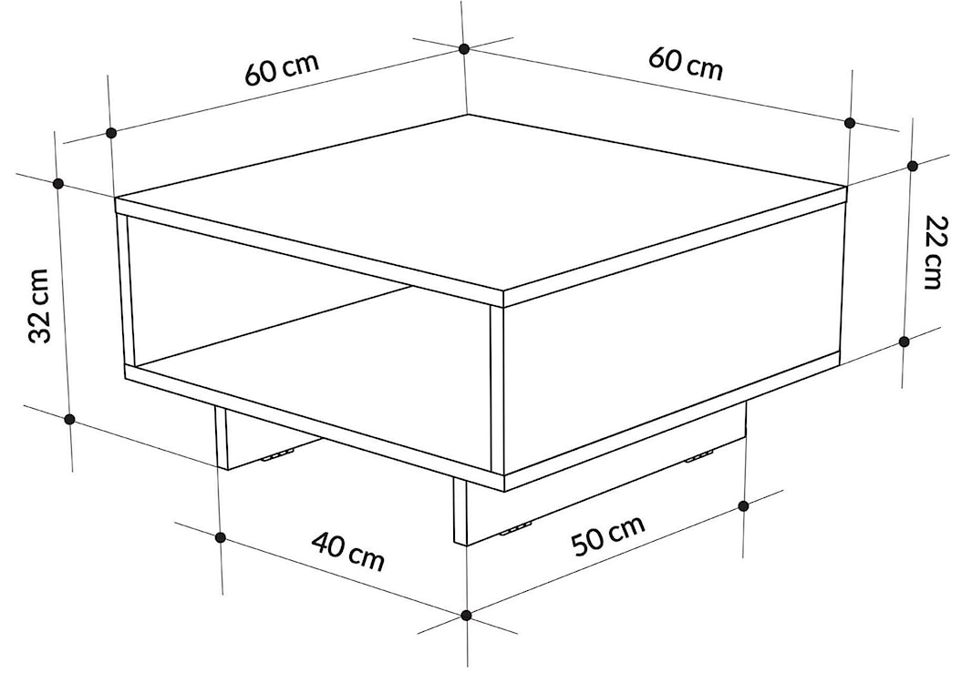 Stolik kawowy Hola kwadratowy blat 60 cm antracyt  - zdjęcie 6