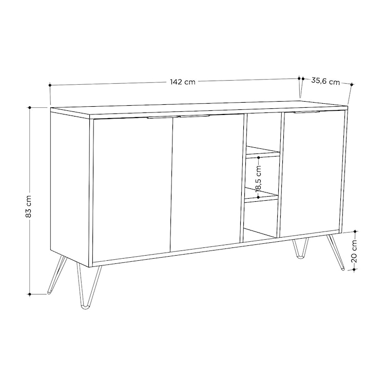 Komoda trzydrzwiowa Gaultheria 142 cm dąb  - zdjęcie 4