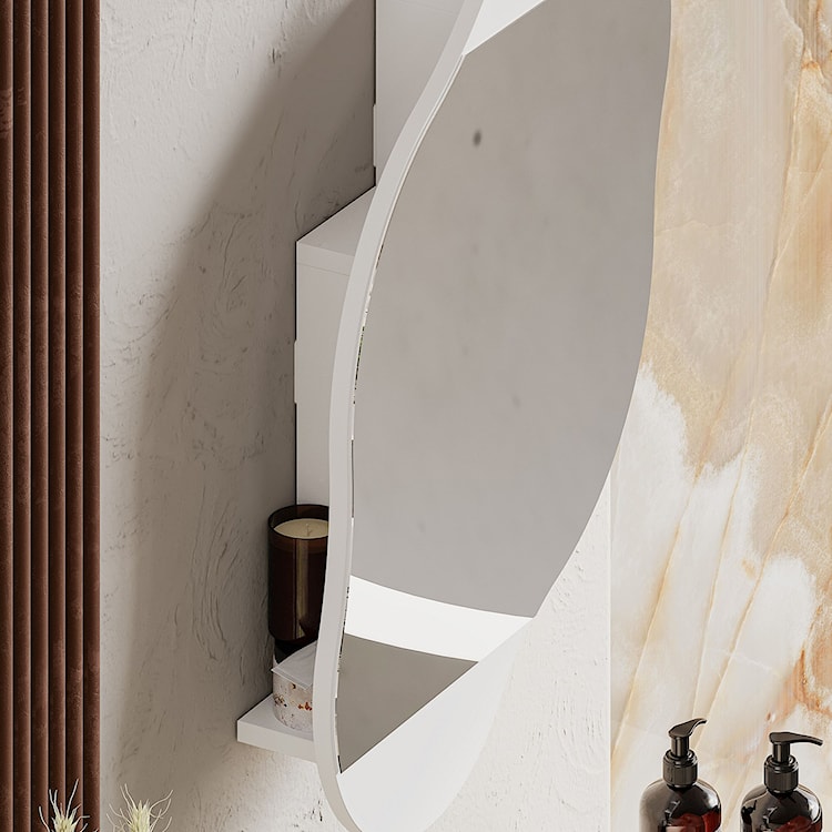 Lustro łazienkowe z szafką Hanned 75x60 cm białe  - zdjęcie 5