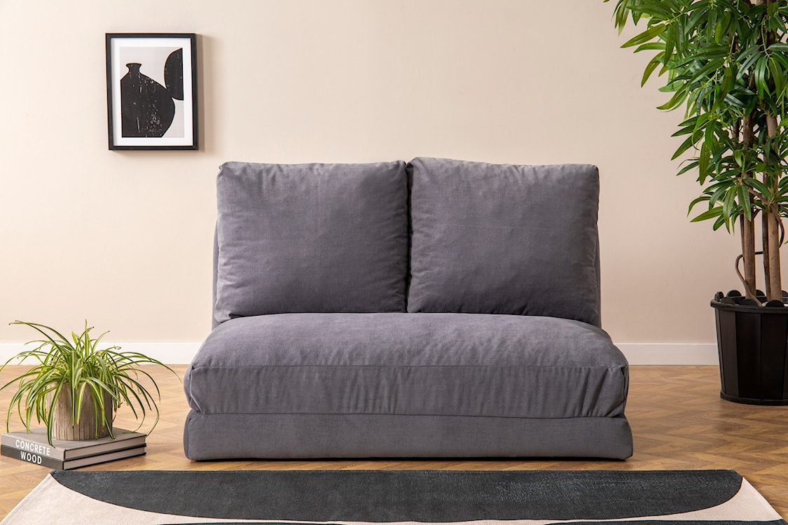Sofa dwuosobowa Sherso 120 cm szara z funkcją spania  - zdjęcie 4