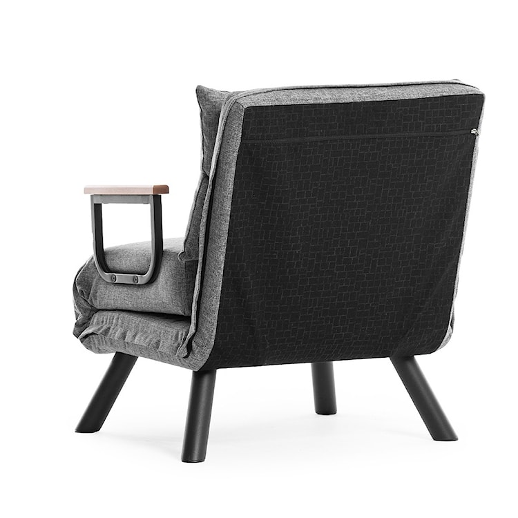 Fotel rozkładany jednoosobowy Aligmart z podłokietnikami szary len  - zdjęcie 7