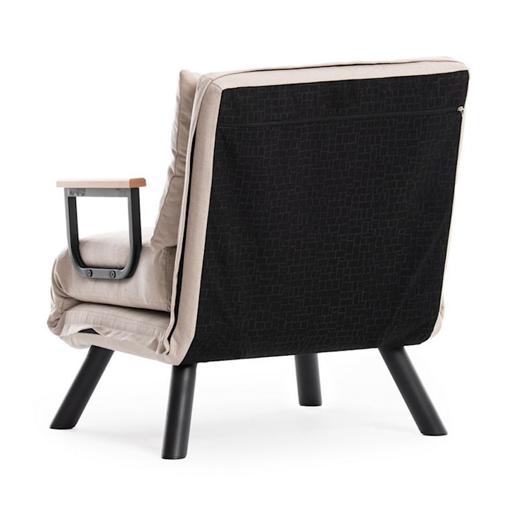 Fotel rozkładany jednoosobowy Aligmart z podłokietnikami jasnokremowy len  - zdjęcie 6