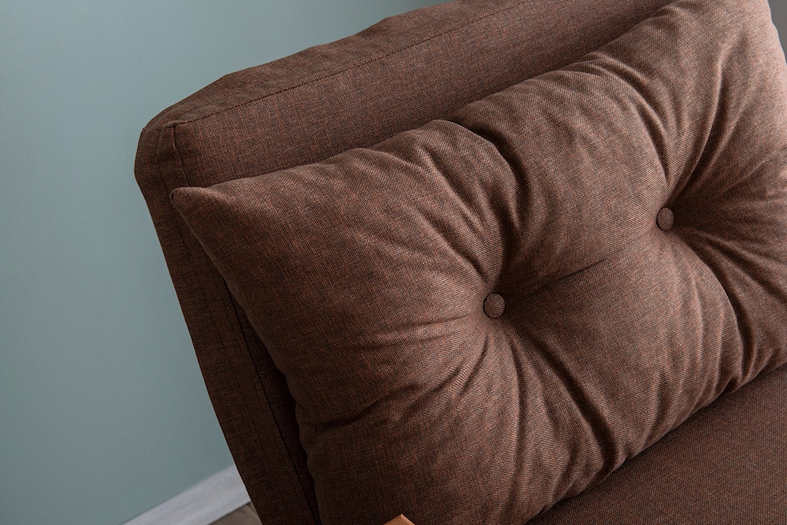 Fotel rozkładany jednoosobowy Aligmart z podłokietnikami brązowy len  - zdjęcie 4