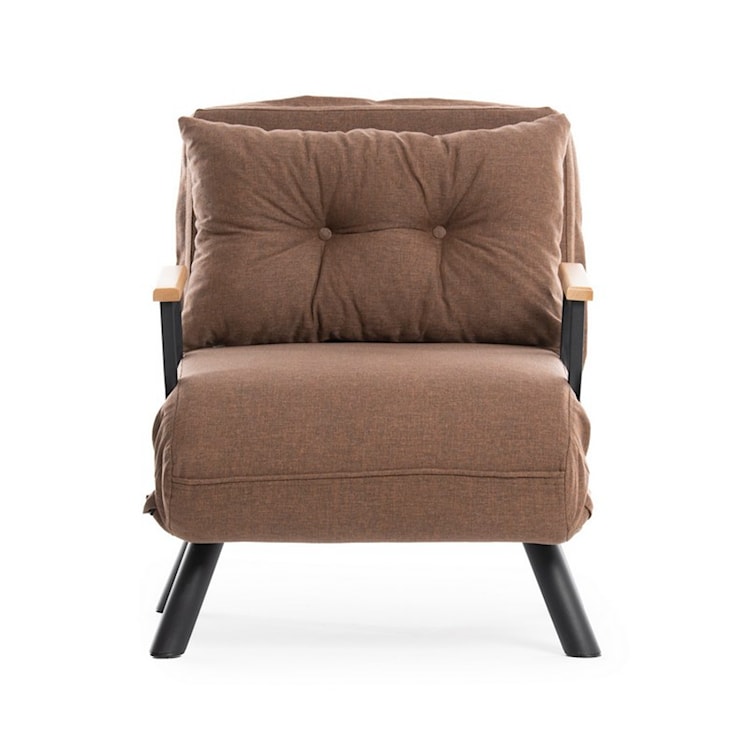 Fotel rozkładany jednoosobowy Aligmart z podłokietnikami brązowy len  - zdjęcie 7