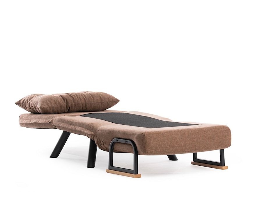 Fotel rozkładany jednoosobowy Aligmart z podłokietnikami brązowy len  - zdjęcie 8